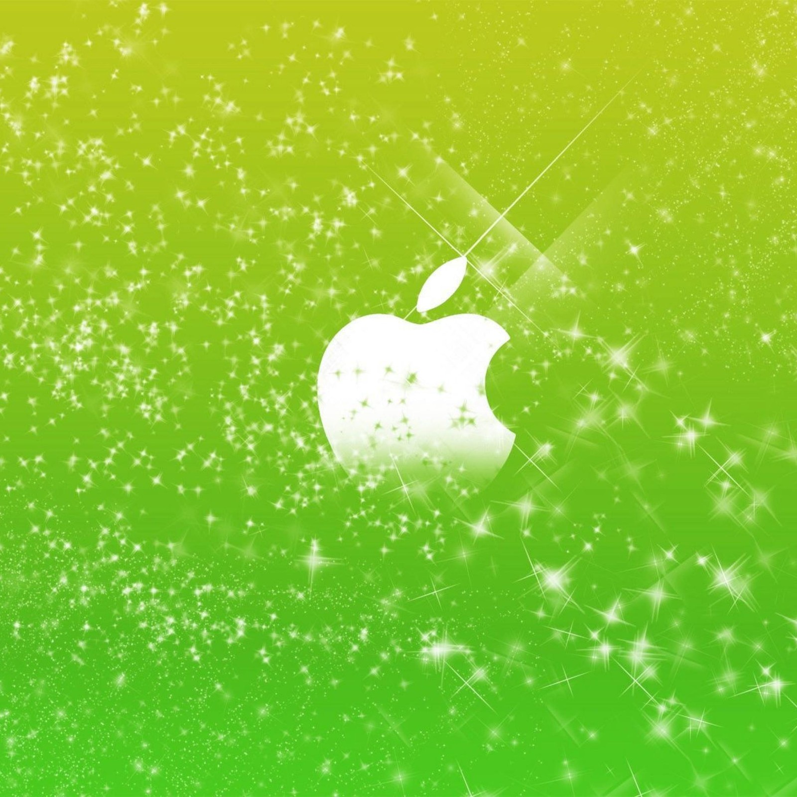 Apple logo on a green background with stars (apple, glitters, green, hd, logo)