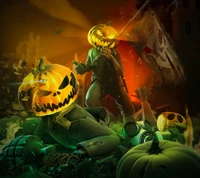 Haunted Halloween: Sinister Pumpkins in a Dark Wasteland