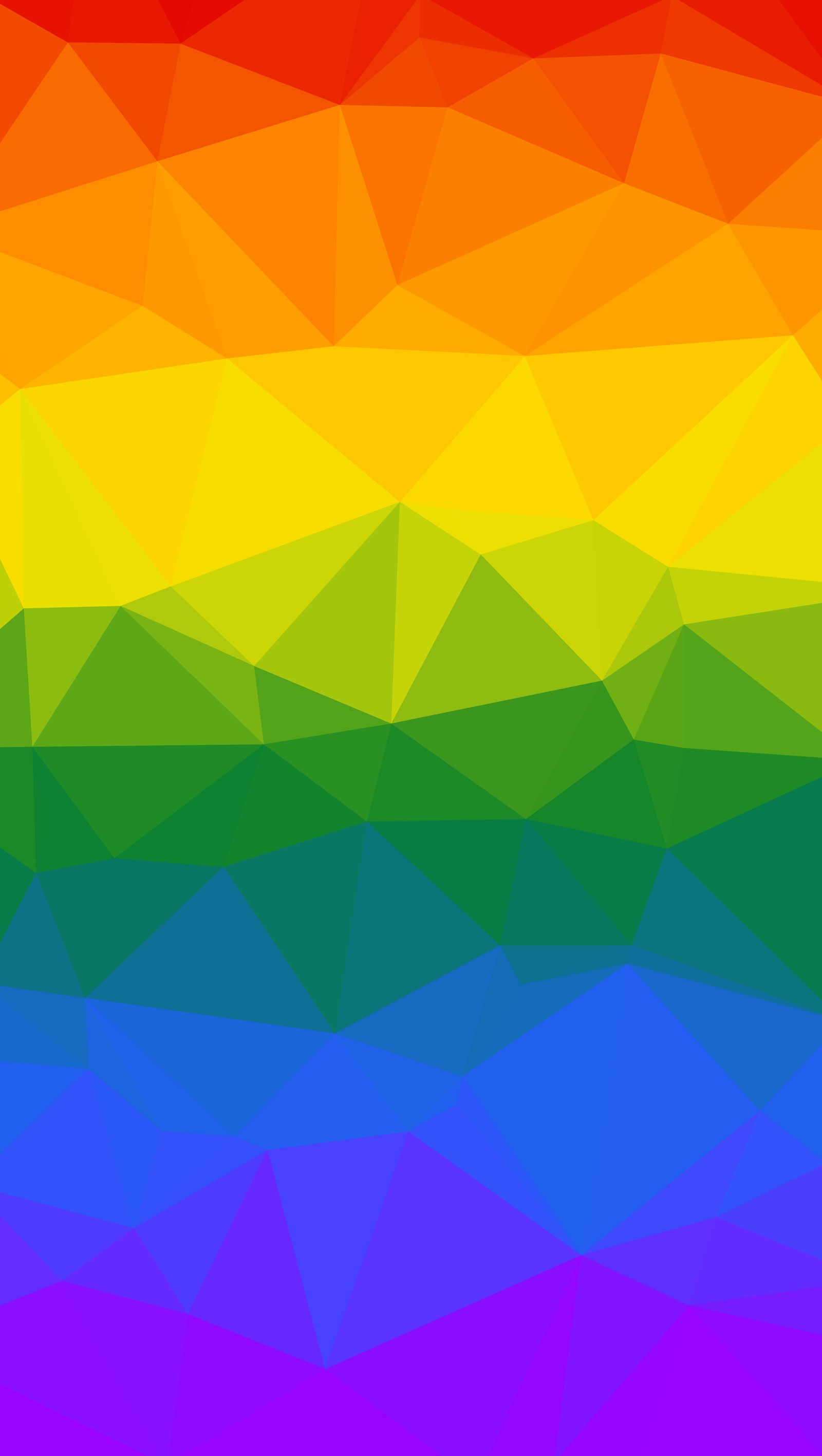 A close up of a rainbow colored background with a triangle pattern (abstract, color, geometric, origami, random)