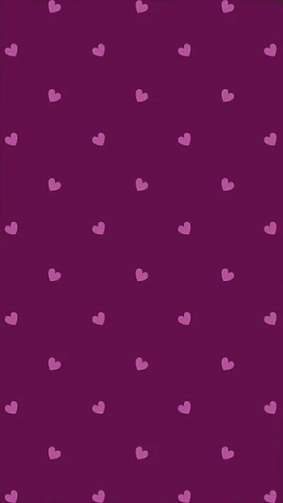 Purple Polka Dot Background with Cute Hearts