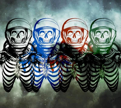 Colorful Skeleton Astronauts: A Fusion of Bones and Space Exploration