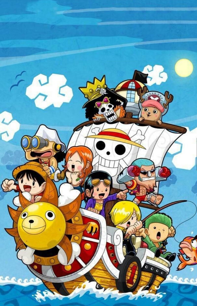 Мультяшное изображение группы людей на лодке (приключение, манга, manga, luffy, аниме)