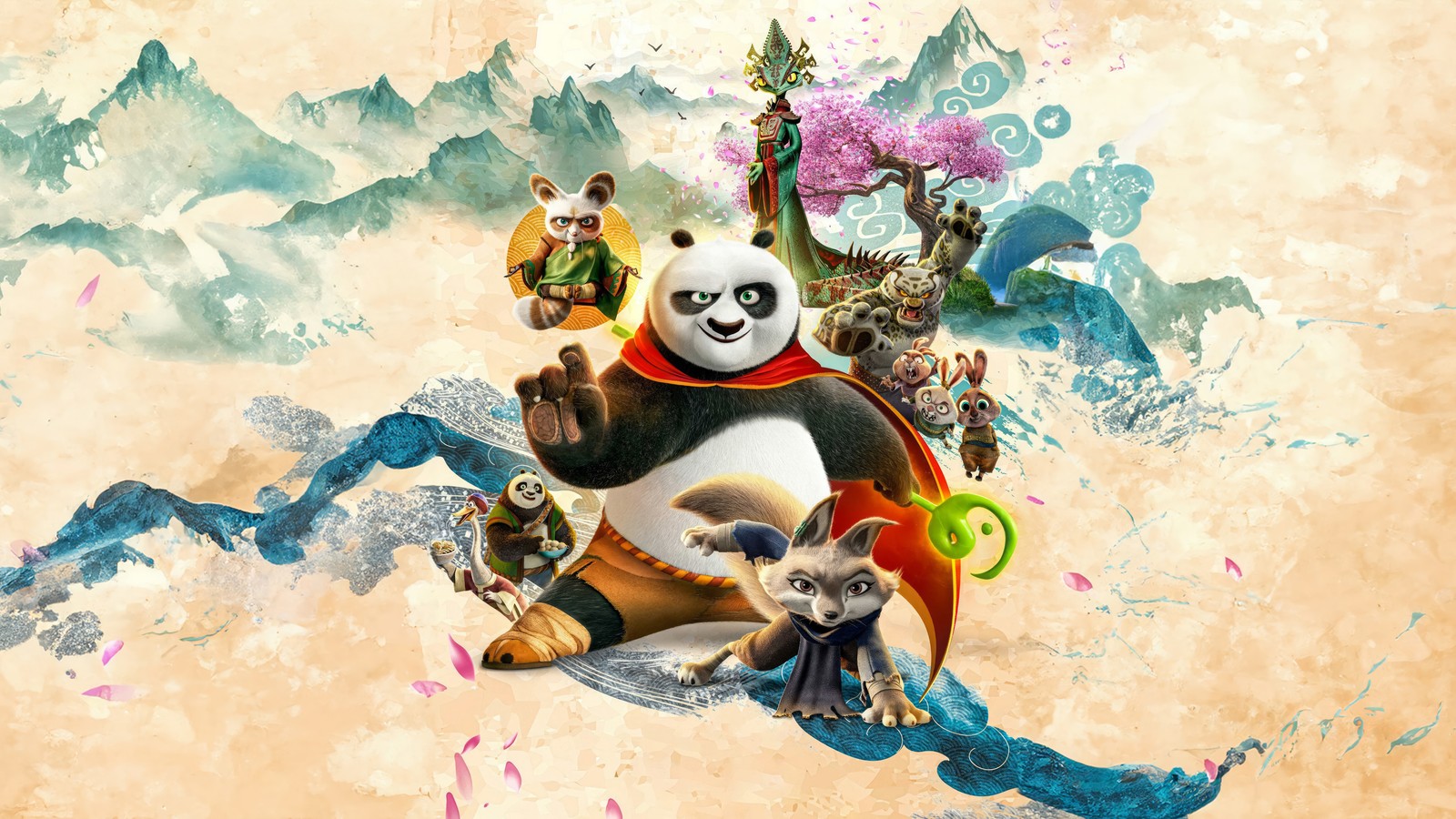 Скачать обои кунг фу панда 4, kung fu panda 4, фильм, персонажи