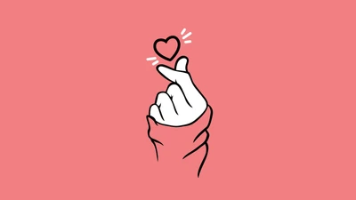 Minimalist Finger Heart on Pastel Pink Background