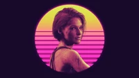 Jill Valentine im Neon-Retro-Stil aus Resident Evil 3 Remake