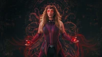 Wanda Maximoff canalizando magia do caos na forma de Feiticeira Escarlate