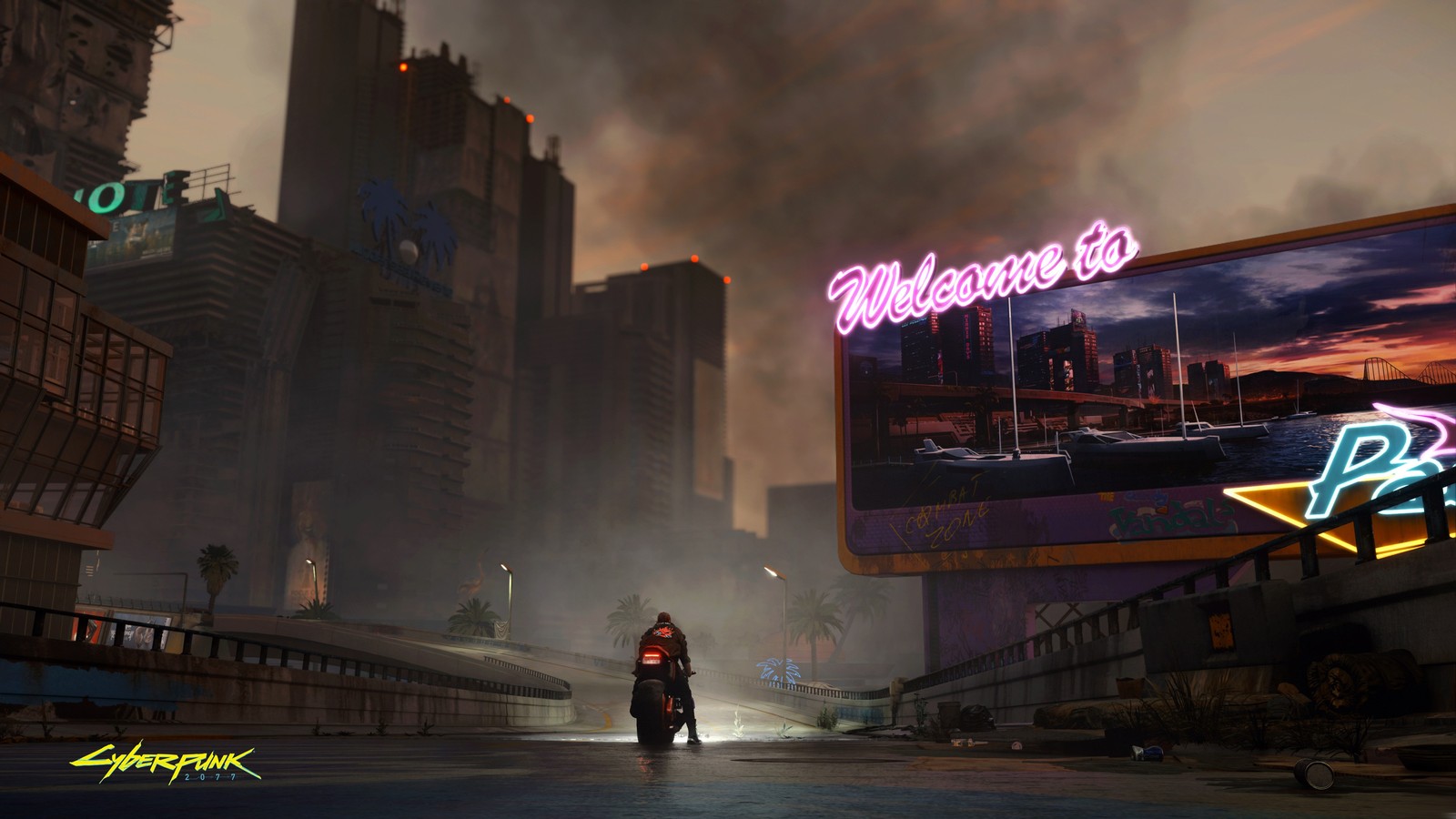 Скачать обои cyberpunk 2077, видеоигра, мотоцикл