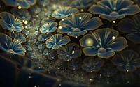 Intricate Blue Floral Fractal Art Design