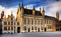 Medieval Architecture of City Hall in Bruges, Belgium