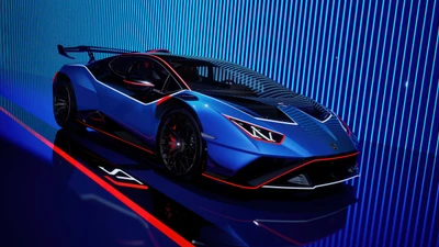 lamborghini huracan stj, 2024, 5k, синий, машины