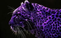 Leopardo roxo vibrante na expressão da arte fractal