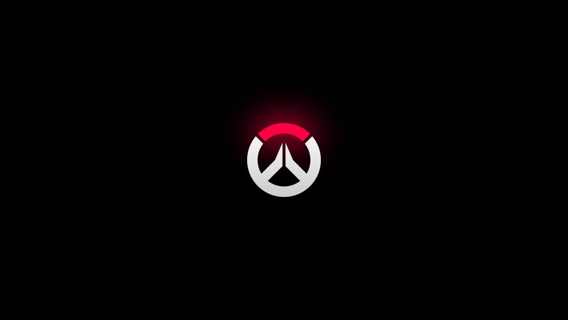 Крупный план красно-белого логотипа на черном фоне (overwatch 2, overwatch logo, тёмный фон, минималистичный логотип, черный темный)