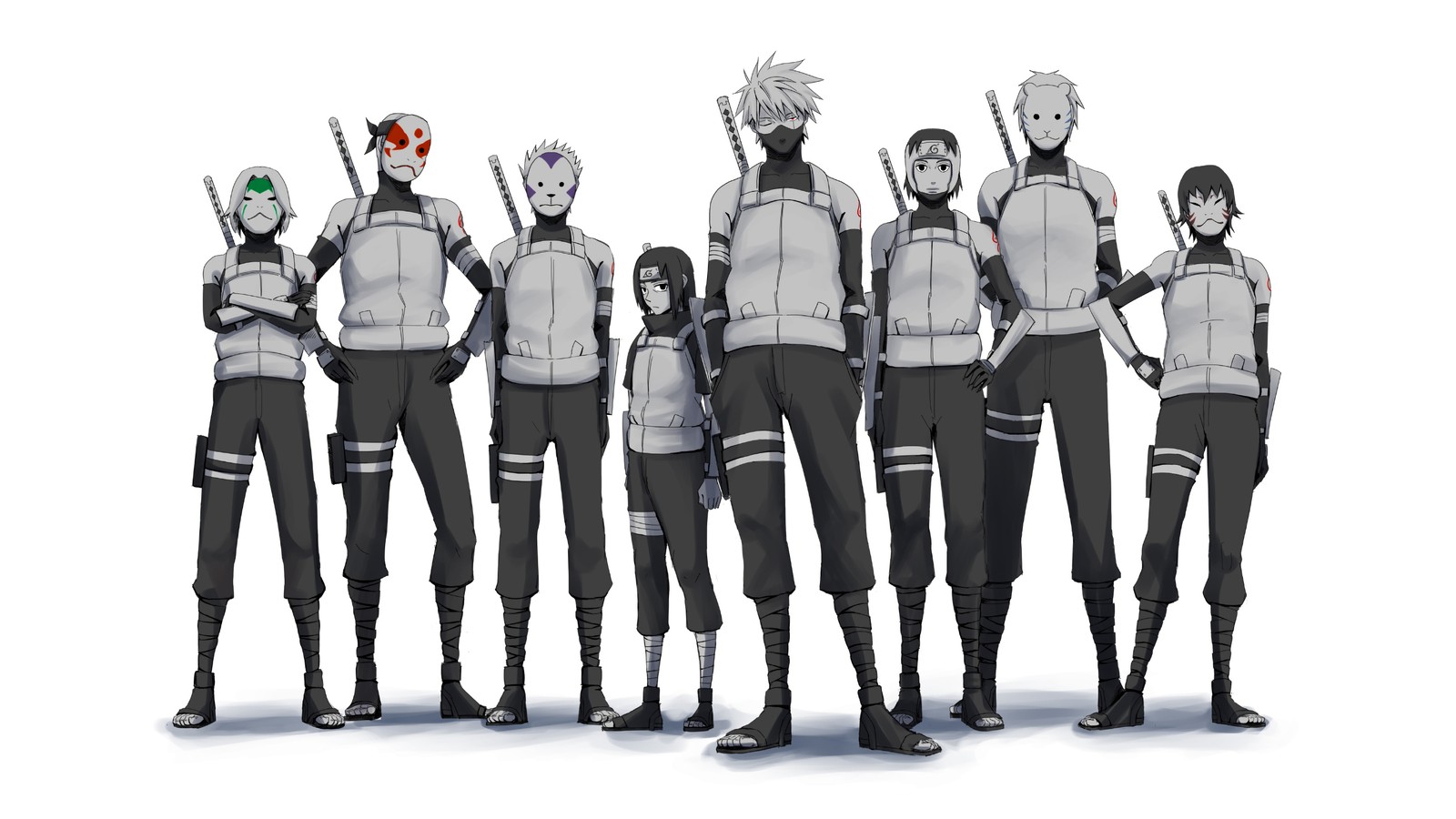 anbu, kakashi hatake, itachi uchiha, yamato, naruto anime Download Wallpaper