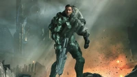 Master Chief em ação da série de TV Halo, temporada 2, com Pablo Schreiber.