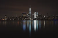 nuit, ville, paysage urbain, horizon, métropole