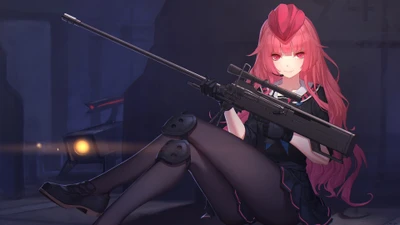 anime, chicas, rifle de francotirador