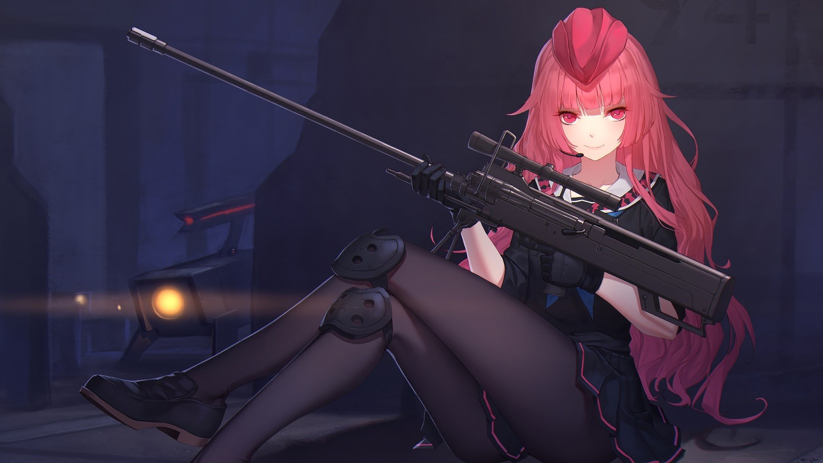 anime, girls, sniper rifle wallpaper