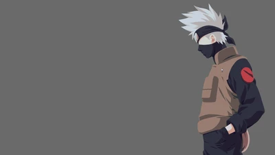 Papel de parede minimalista de anime de Kakashi Hatake em cinza