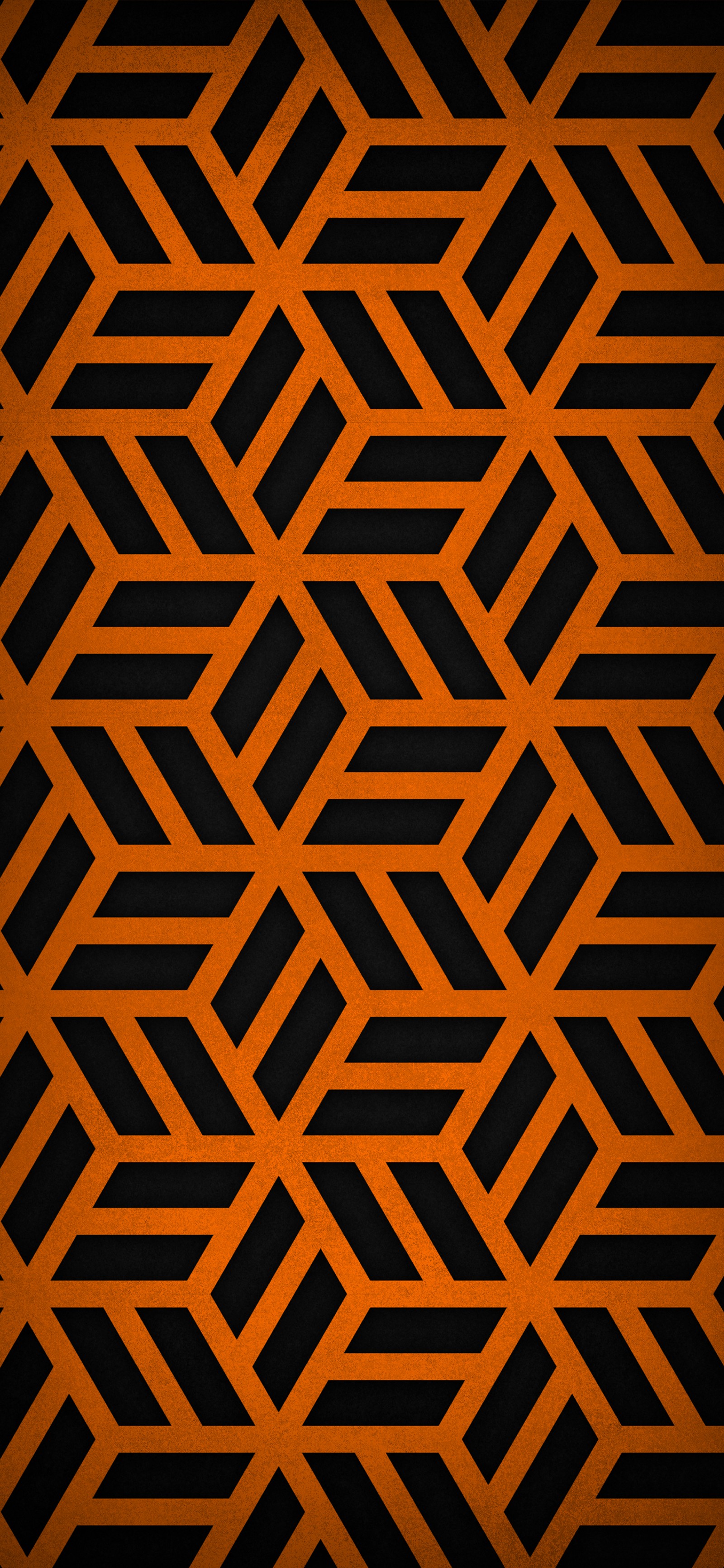 A close up of a black and orange wall with a pattern (furniture, colored, brown, orange, symmetry)