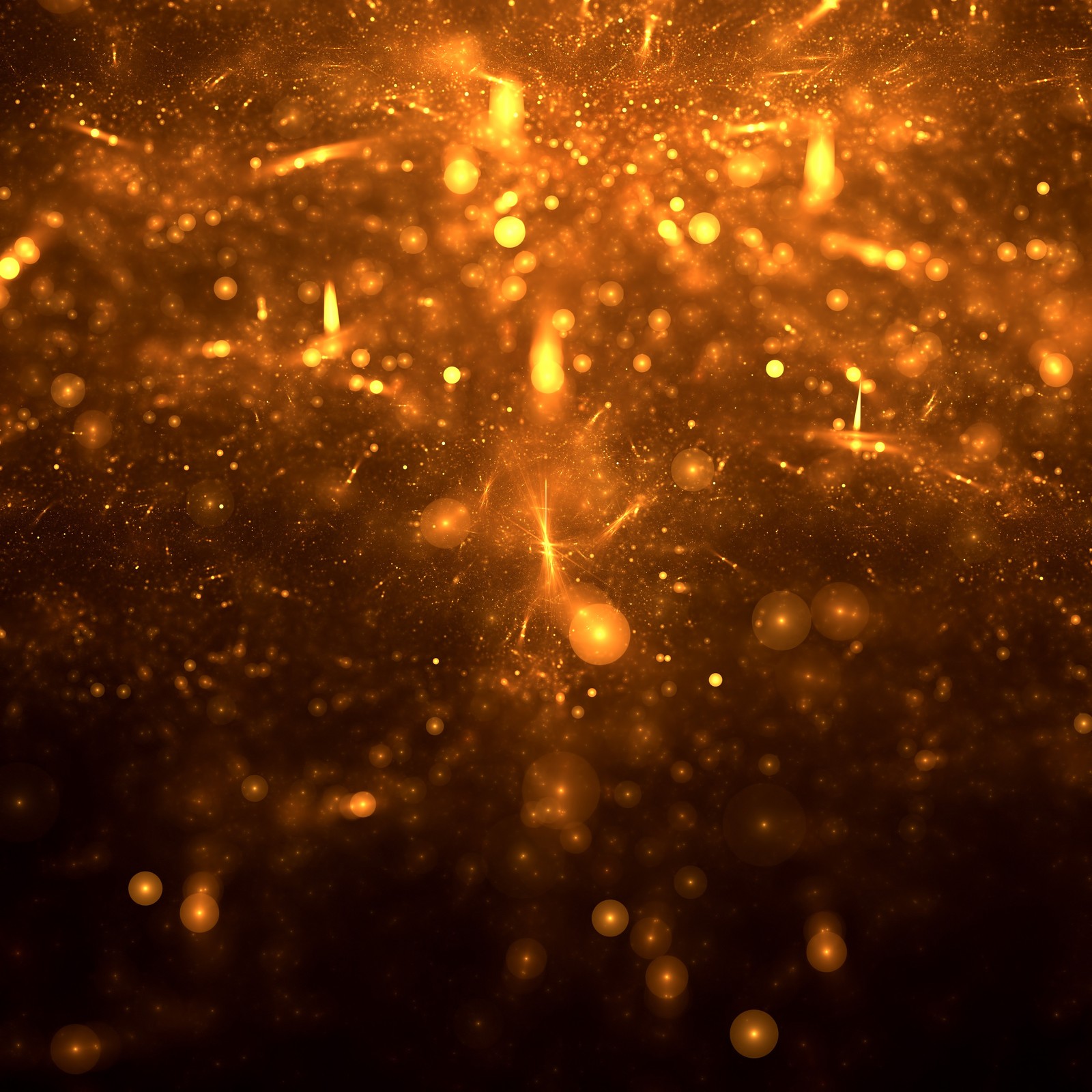 A close up of a yellow light with a black background (outer space, glare, brown, nebula, illustration)