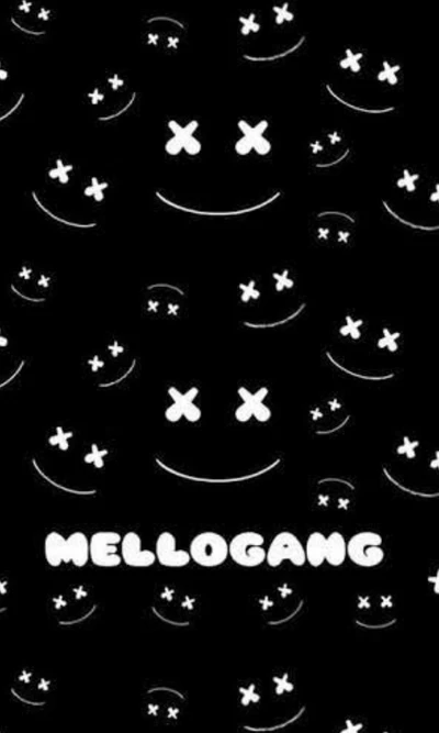 Mellogang Muster mit Marshmellos ikonischen Smiley-Gesichtern