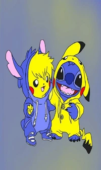 friends, pikachu, pokemon, stitch