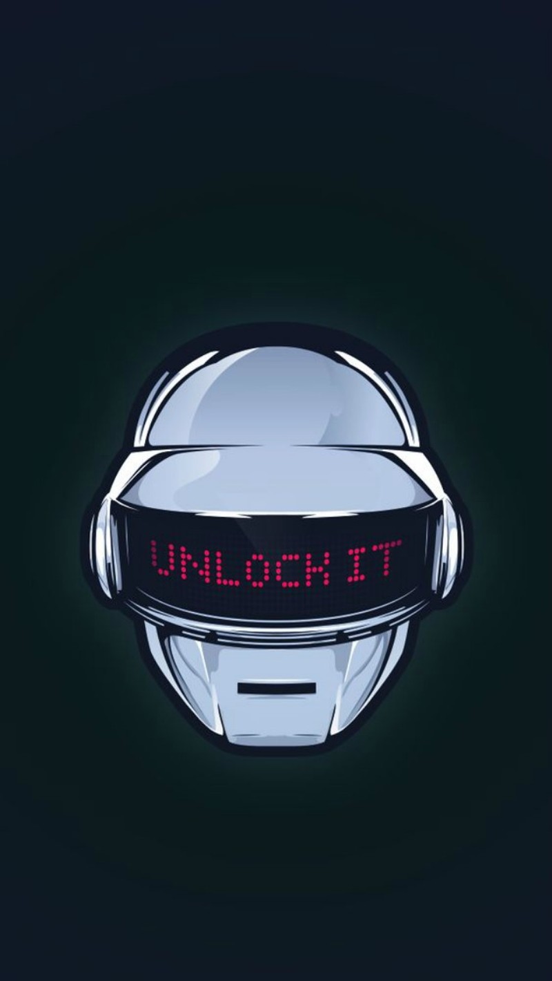 Крупный план шлема с цифровым дисплеем (дафт панк, daft punk, unlock it)