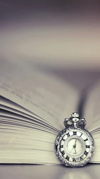 Timeless Reading: A Clock Resting on an Open Book