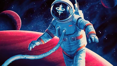 Exploring the Cosmos: An Astronaut in Vibrant Space