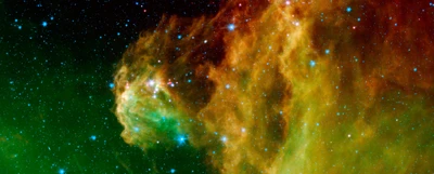 Vibrant Nebula Illuminating the Cosmos with Distant Stars