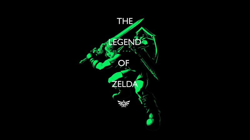 Обои по мотивам легенды о зельде (легенда о зельде, the legend of zelda, ссылка, amoled, черный фон)