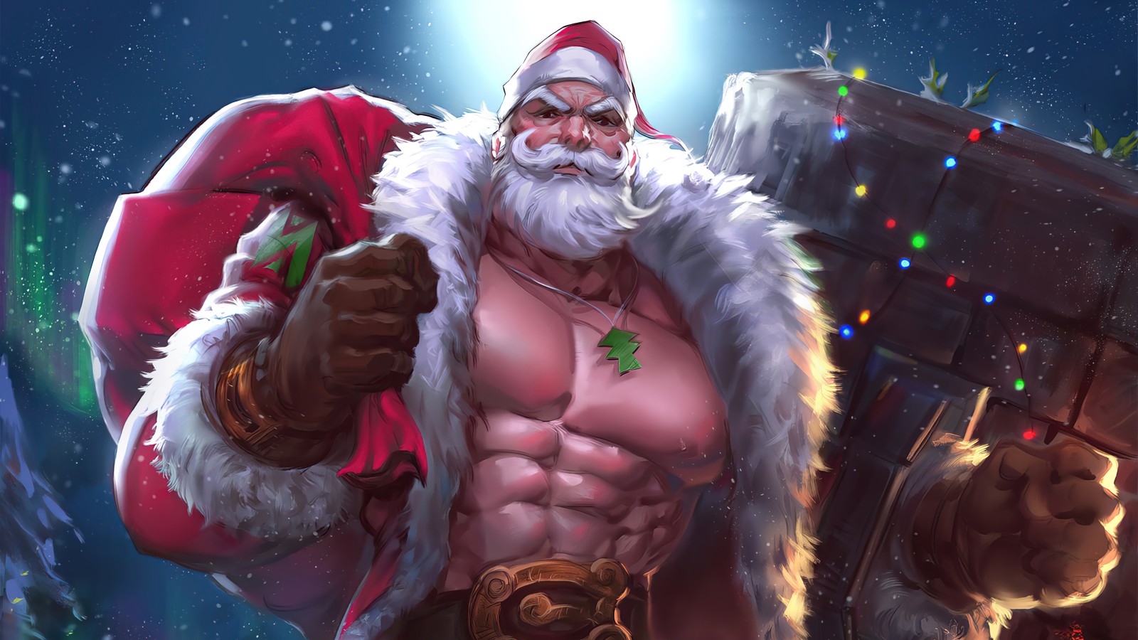 Baixar papel de parede papai noel, braum, lol, league of legends, jogo de vídeo