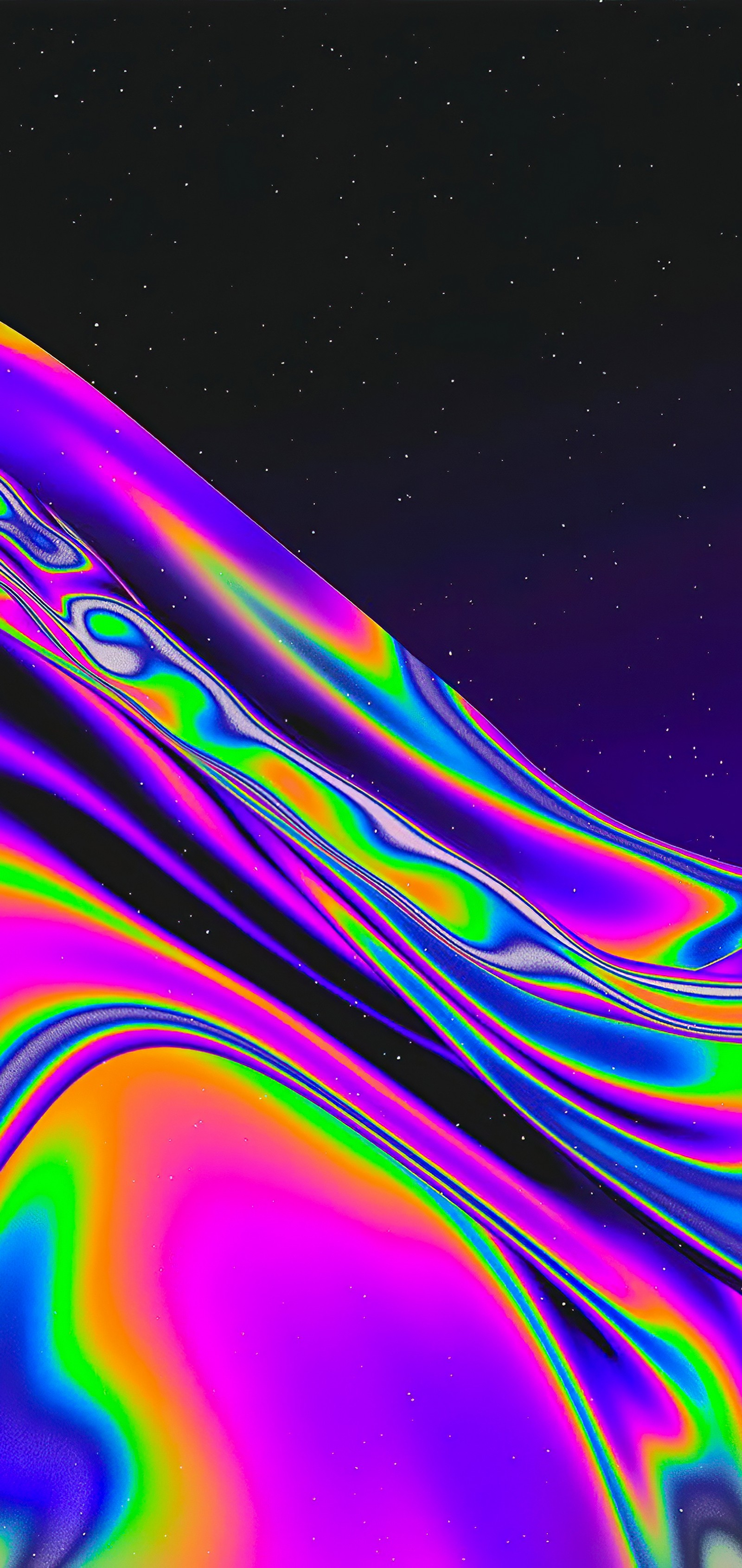 A close up of a colorful liquid substance with a black background (light, graphic design, colorfulness, purple, liquid)