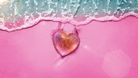 Glittering Heart by the Pink Shoreline