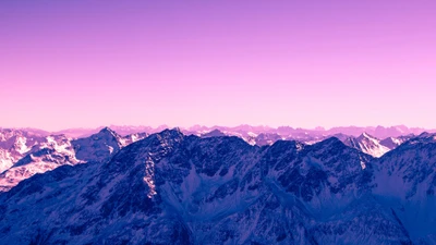 pink, sky, mountains, scenery