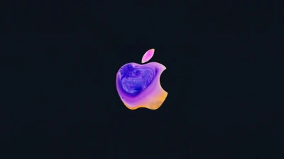 Logotipo da Apple vibrante em design de arte digital abstrata