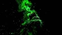 Majestic Lion Surrounded by Enigmatic Green Smoke on a Dark Background