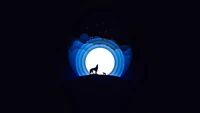 digital art, wolf, howling, moon, minimalist wallpaper