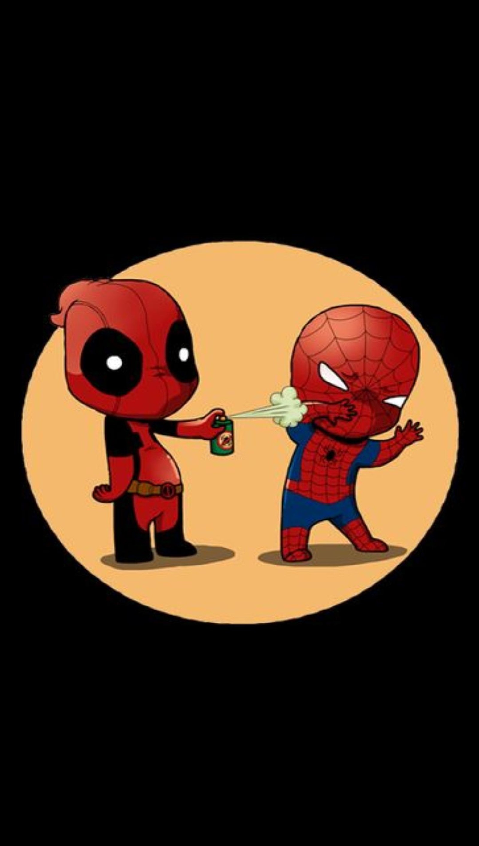 Um homem-aranha de cartoon e um personagem do deadpool estão lutando (sdf)