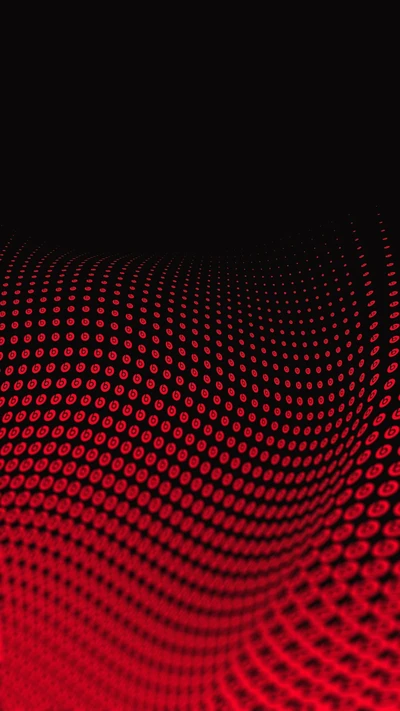 Abstract Red Dot Wave on Black Background