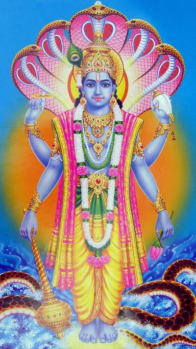 Seigneur divin Vishnu : Une représentation radiante de Dieu dans la tradition indienne