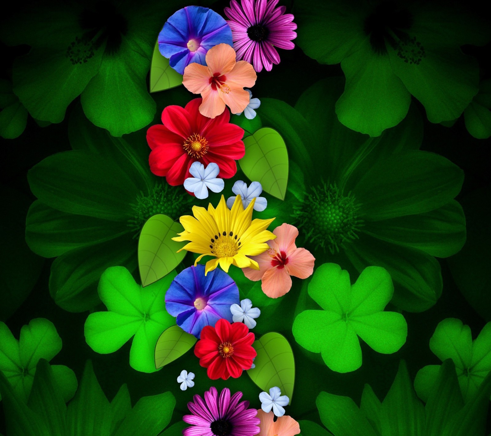 A close up of a bunch of flowers on a green background (awesome, love)