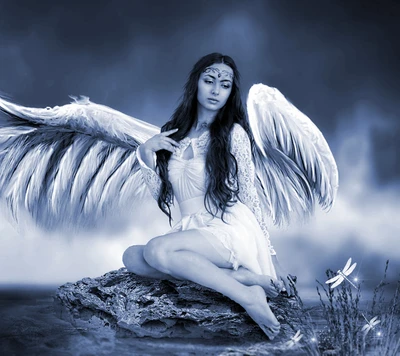 Enigmatic Angel with Ethereal Wings