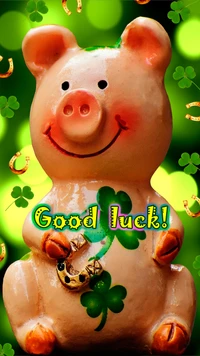 good luck, horseshoe, inscription, logo, pig wallpaper