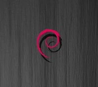 Abstract swirl design in vibrant pink against a textured dark background.