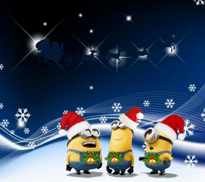 des dessins animés, joyeux noël, minions, minions noël, père noël