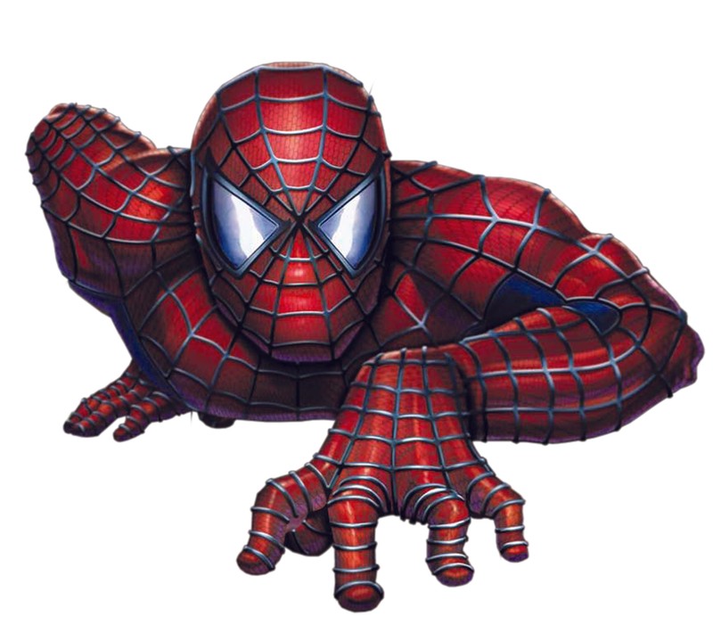 Homem-aranha com olhos e mãos vermelhas e azuis (homem, aranha, webhead)