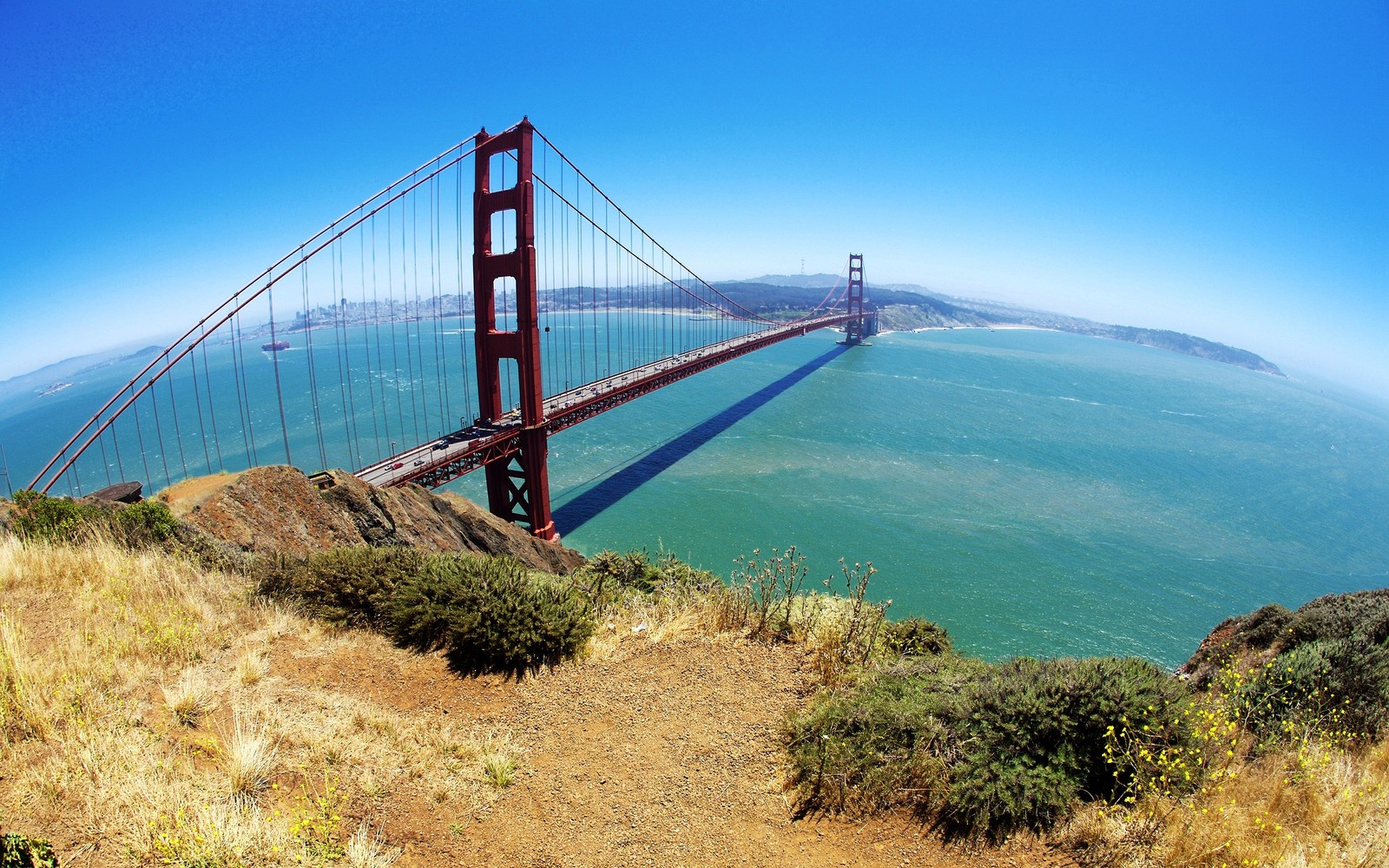 bridge, gate, golden wallpaper