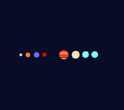 Ilustração minimalista dos planetas do sistema solar