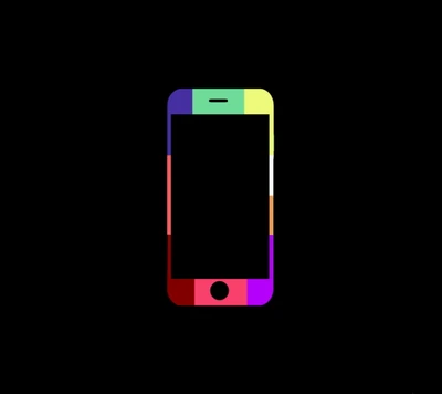 Silhouette d'iPhone minimaliste colorée sur fond noir